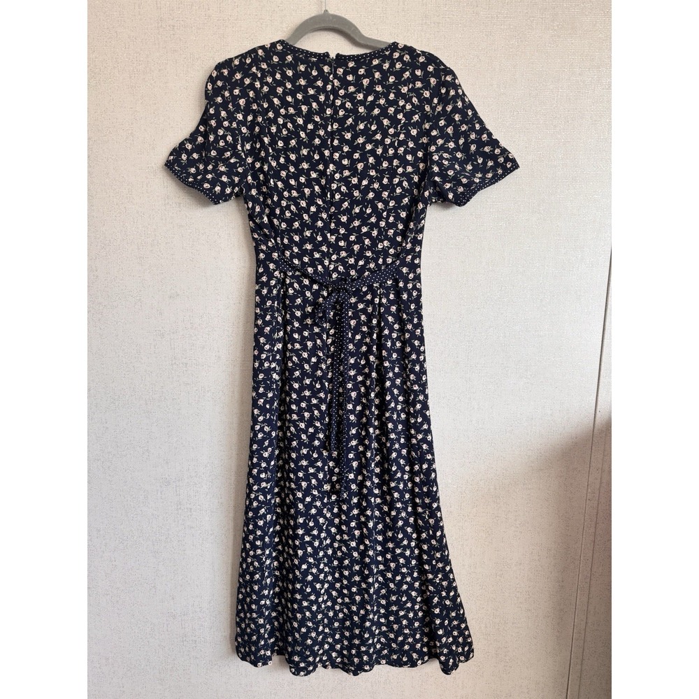 VTG Sara Campbell Dress Navy Blue Daisy Floral Maxi Cottagecore Medium Size 8 - Picture 5 of 7
